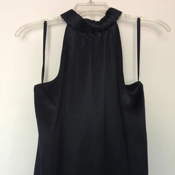 NEW Frame Satin Shirred Halter Neck Midi Dress Navy Blue Size Small S - Picture 4 of 8